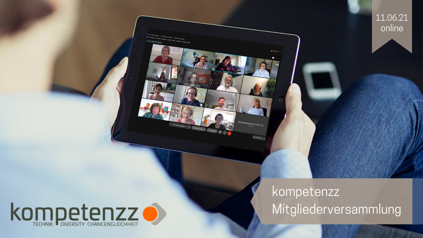 Screenshot der Mitgliederversammlung kompetenzz 2021